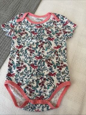 Lucky Brand White Floral One-Piece with Pink Trim